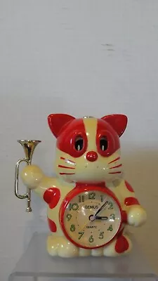 Vintage Genius Quartz Cat Clock - Works - Parts Or Repair • $14.99