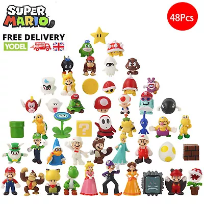 HOT! 48Pcs/Set Super Mario Bros Luigi Model Doll Toys Action Figures Cake Decor • £8