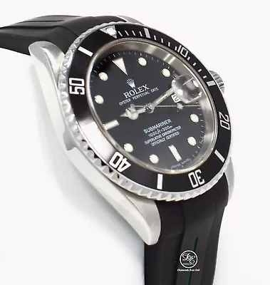 Rolex Submariner 16610 Date Stainless Steel RUBBER B Band Watch MINT Condition • $15118.88