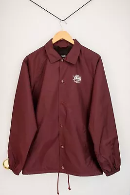 Vans Windbreaker Jacket Snap Front Drawstring - Burgundy - Men's M • $30