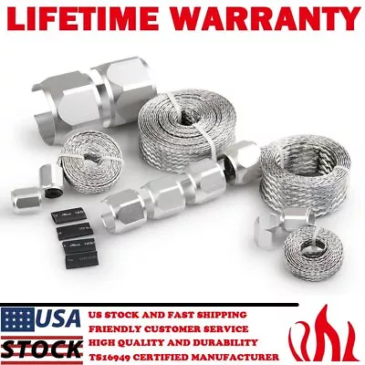 Braided Hose Steel Sleeve Sleeving Kit Radiator Heater Fuel Line Cover Silver • $29.69