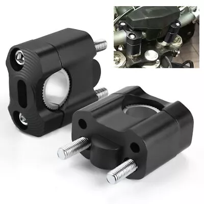 Black HandleBar Fat Bar Mount Clamps Risers Adaptor 7/8  To 1 1/8  Dirt Pit Bike • $16.31