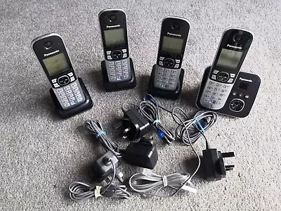 KXTG6824 Quad Panasonic Cordless Phone Answer Machine 4 Handset Telephone Silver • £19.99