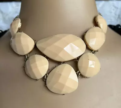 $12.95 • Buy Beige Faceted Tile Bubble Chandelier Cascade Choker Bib Statement Necklace 14 