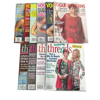 Lot Of 10 Retro Vogue Patterns & Threads Magazines 2008-2016 • $49.99