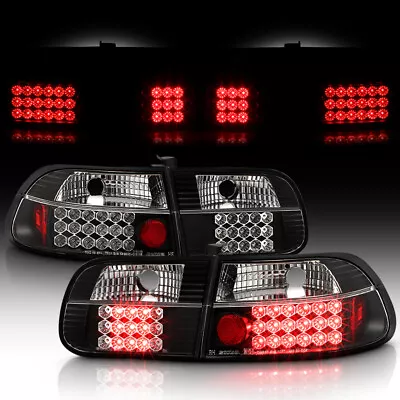 SUPER BRIGHT Black LED Tail Light Brake+Turn Signal Lamps For 92-95 Civic 3DR HB • $148.36
