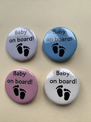 4x BABY ON BOARD 32mm PIN BADGES • £3.99