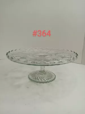 Vintage Indiana Glass Clear Horsemint Footed Pedestal Cake Plate Stand - 9-5/8” • $30