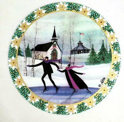P. Buckley Moss Christmas Skaters Ornament 1994-1st In The Snow Star Triptych • $13.92