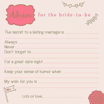 (24) MARRIAGE ADVICE CARDS! Fun Bridal Shower Activity For Brides And Grooms! • £7.59