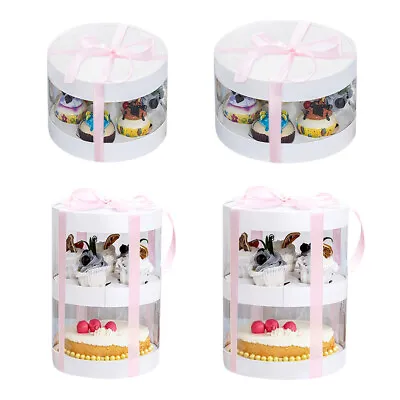 One/Two Tier Clear Gift Box Cake Candy Packaging Transparent Box Wedding Favors • £4.95