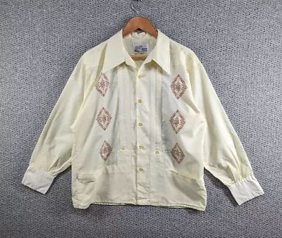 £49.50 • Buy AIRES DEL MAYAB Vintage Men's Guayabera Mexican Cuban Ethnic Aztec Shirt - L