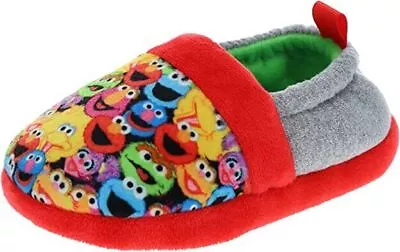 Sesame Street Toddler Red Allover Character Print Slippers Size 5/6 7/8 9/10 • $13.99