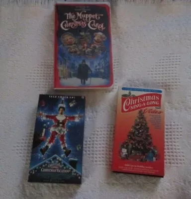 3 VHS Lot Christmas Vacation Muppets Christmas Carol Christmas Sing Along • $6.95
