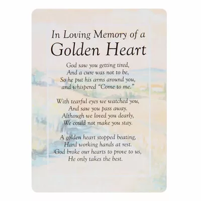 £3.99 • Buy A Golden Heart Memorial Remembrance Verse Plastic Coated Grave Graveside Card