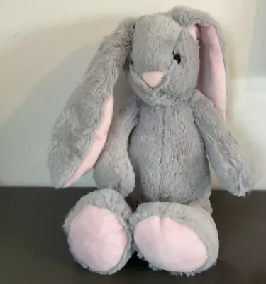 10” Grey Bunny Plush Stuffed Soft Cuddly Teddy Rabbit Pet Farm Animal Soft Toy • £0.99
