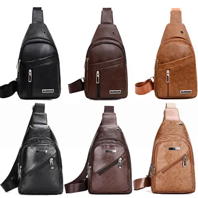 Travel Men's Leather Chest Pack Small Crossbody Bag Backpack Sling Shoulder Bag • $11.99