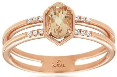 .44ct Diamond & Aaa Morganite 14kt Rose Gold 3d Round & Oval Hexagon 2 Row Ring • $1356.97