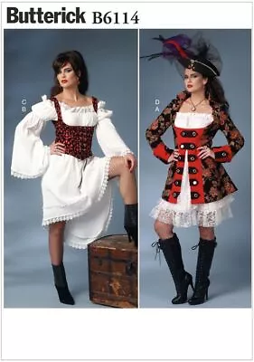 Butterick Sewing Pattern 6114 Misses' Costume Barmaid Pirate Size 6-14 Or 14-22 • £12.50