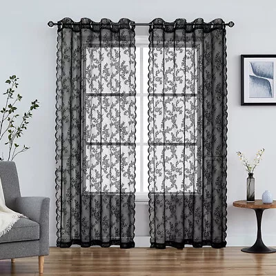 Top Eyelet Grommet Window Curtain Bedroom Soild Color Home Decor Sheer Voile • $19.23