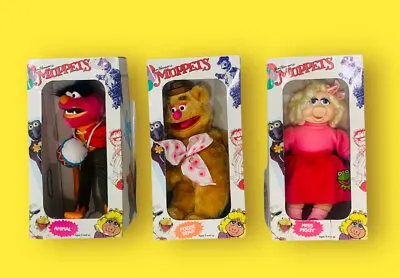 Muppets Jim Henson Miss PiggyFozzie Bear  And Animal Stuffed Plush Dolls 1989 • $280