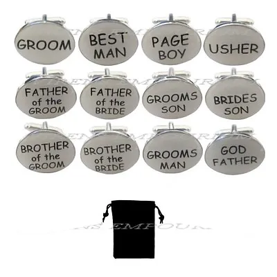 Cream Oval Mens Wedding Cufflinks Cuff Link Groom Best Man Usher Page Gift  • £1.79