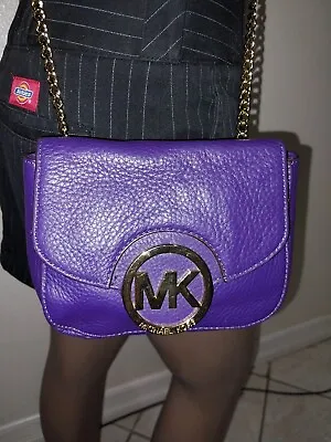 Michael Kors Purple Fulton Crossbody Leather Bag.  Euc • $59