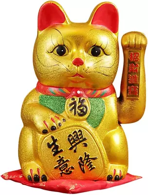 11  Waving Lucky Fortune Cat Maneki Neko Japanese Porcelain Lucky Cat H26CM • $111.90
