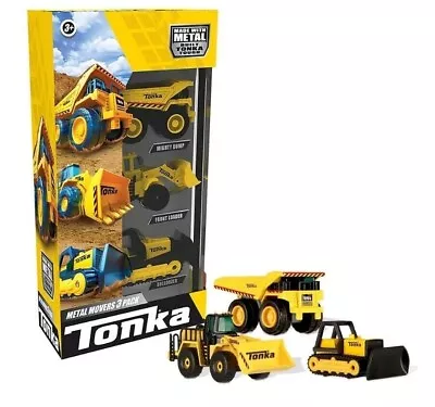 NIP Tonka Metal Movers 3 Pack Mighty Dump Truck Front Loader & Bulldozer  1:64 • $25.61