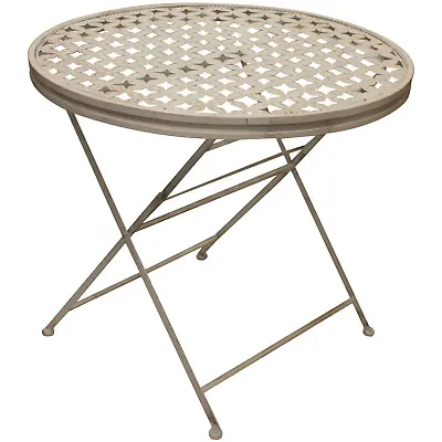 Woodside Round Folding Metal Garden Patio Dining Table Outdoor Furniture • £49.99