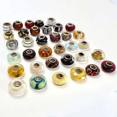 Variety Lot Sterling Silver Murano Glass Bead Charms 35 Total  • $89