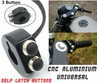 12V Black CNC Motorcycles Self Latching Switch Reset Buttons • £55.81