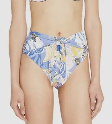 $127 Milly Women's Blue Under The Sea Front Tie Bikini Bottom Swimwear Size S • $40.38