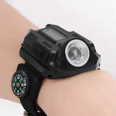 $14.98 • Buy Tactical LED Rechargeable Wrist Watch Flashlight Torch Compass Running Hiking