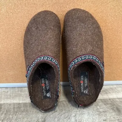 Haflinger GZ Brown Classic Wool Clog Slipper Women’s Size 37 • £37.80