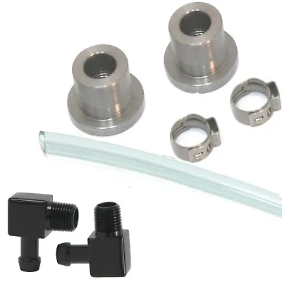 Motorcycle Fuel Sight Gauge Kit With Black Fittings - Clear Hose • $51.95