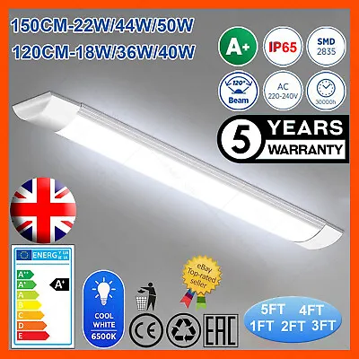 5FT LED Strip Lights Batten Tube Light Office Shop Garage Ceiling Lamp Daylights • £9.63