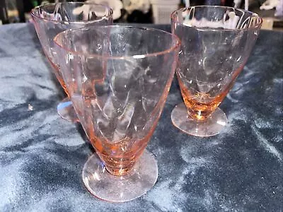 (3) Vintage Pink Depression Glass Footed Water/Juice/Parfait Glasses 4 1/2 Inch • $18