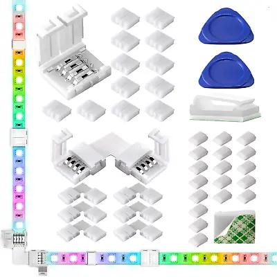 LED Strip Light Connectors 10Mm Unwired 4 Pin 5050 RGB LED Light Strips Connect • $11.13