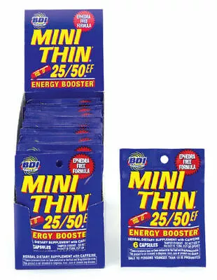 MINI THIN 25/50 HERBAL DIETARY SUPPLEMENT W/ CAFFEINE- 24 Packets Of 6 Cap Each • $25.99