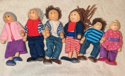 $23.99 • Buy Melissa Doug Posable Wooden Dolls Haba Ryan Grandparents Dad Mom Boy Girl Kids T