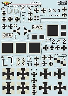 Print Scale 72-235 Decal For Albatros D.I & D.II Aces Of WWI 1:72 • $20.17