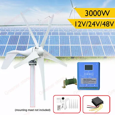 3000W 12V 24V 48V 5 Blades Wind Turbine Generator Windmill Inverter Controller • $369