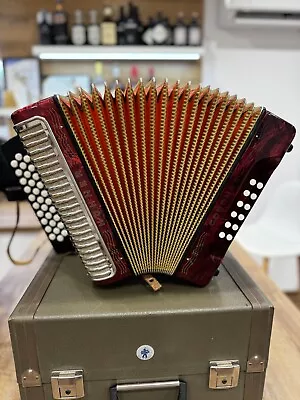 Hohner CORONA II Red Pearl Button Accordion Key B-Es-As Made In Germany • $769