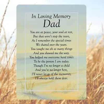 In Loving Memory Dad Graveside Waterproof Memorial Card Sentiment Poem Tribute • £2.99