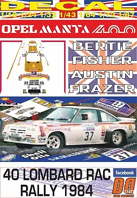 DECAL OPEL MANTA 400 B.FISHER RAC R. 1984 9th (01) • $17.30