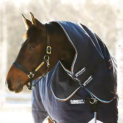 Rambo Duo 100g Turnout Neck Cover - Navy/Baby Blue/Brown • £77.95