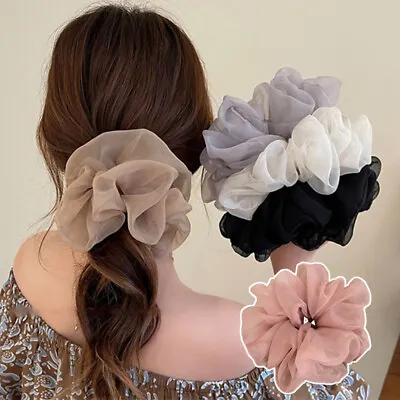 Solid Color Organza Hair Scrunchies Hair Accessories Thin Chiffon Hair Rope Kids • $1.77