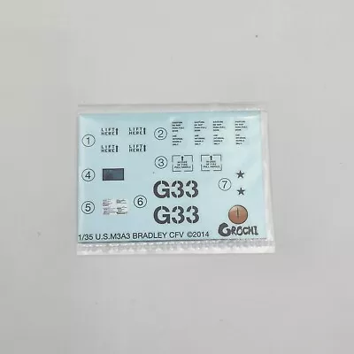 Orochi 1/35 M3A3 Bradley CFV #IM-001 Parts Decals Decal Sheet • $6.88