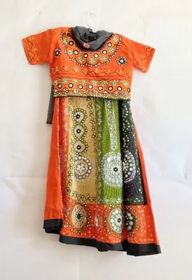 3 Pcs Gujarati Style Lengha & Choli With Beautiful Mirror Work - Dandia Style • $20.99
